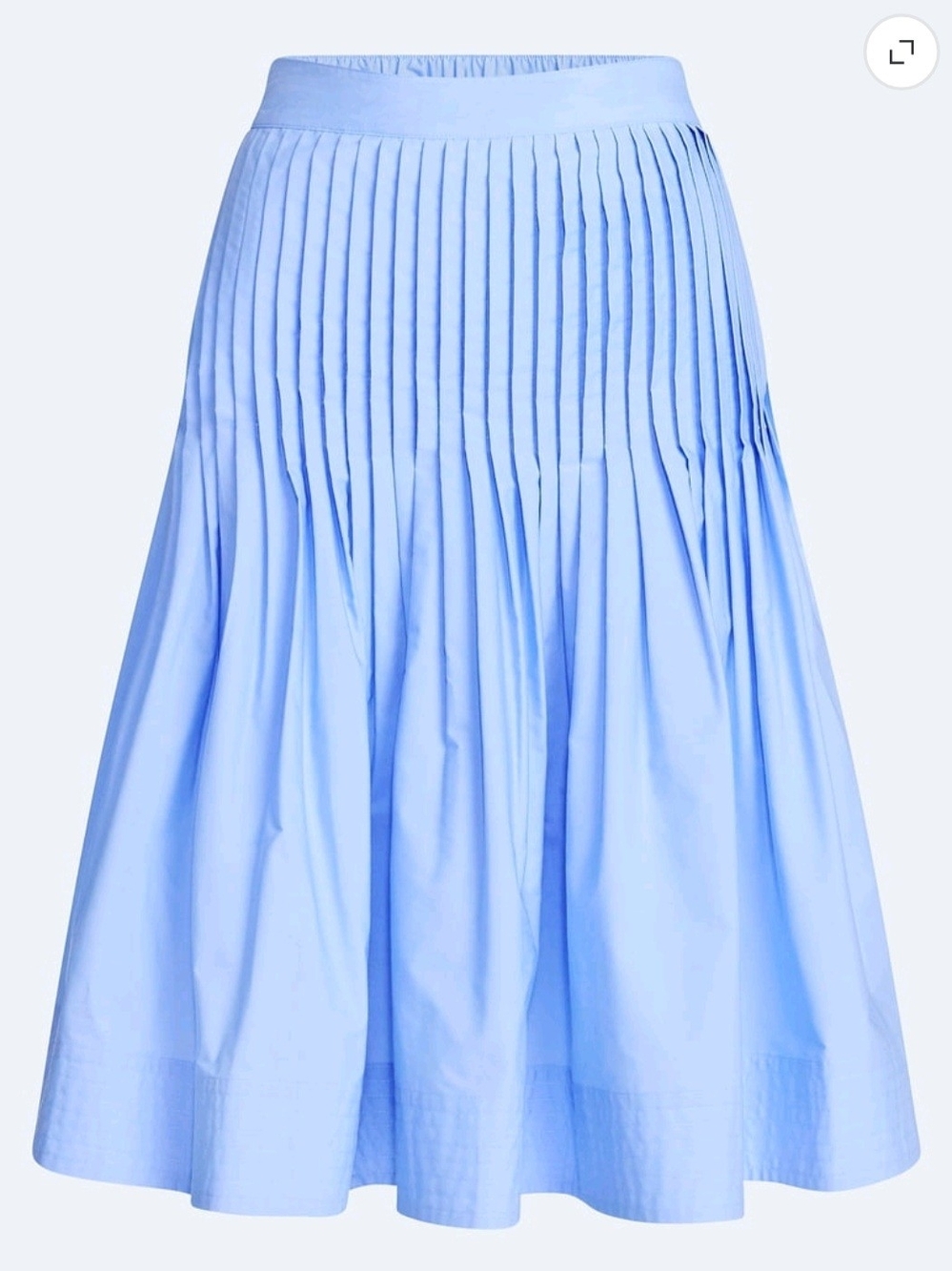 Pleated Light Blue A-Line Midi Skirt